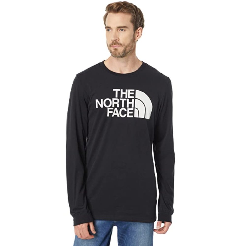 THE NORTH FACE Men's Half Dome Long Sleeve Tee TNF Size S Black/Vintage White